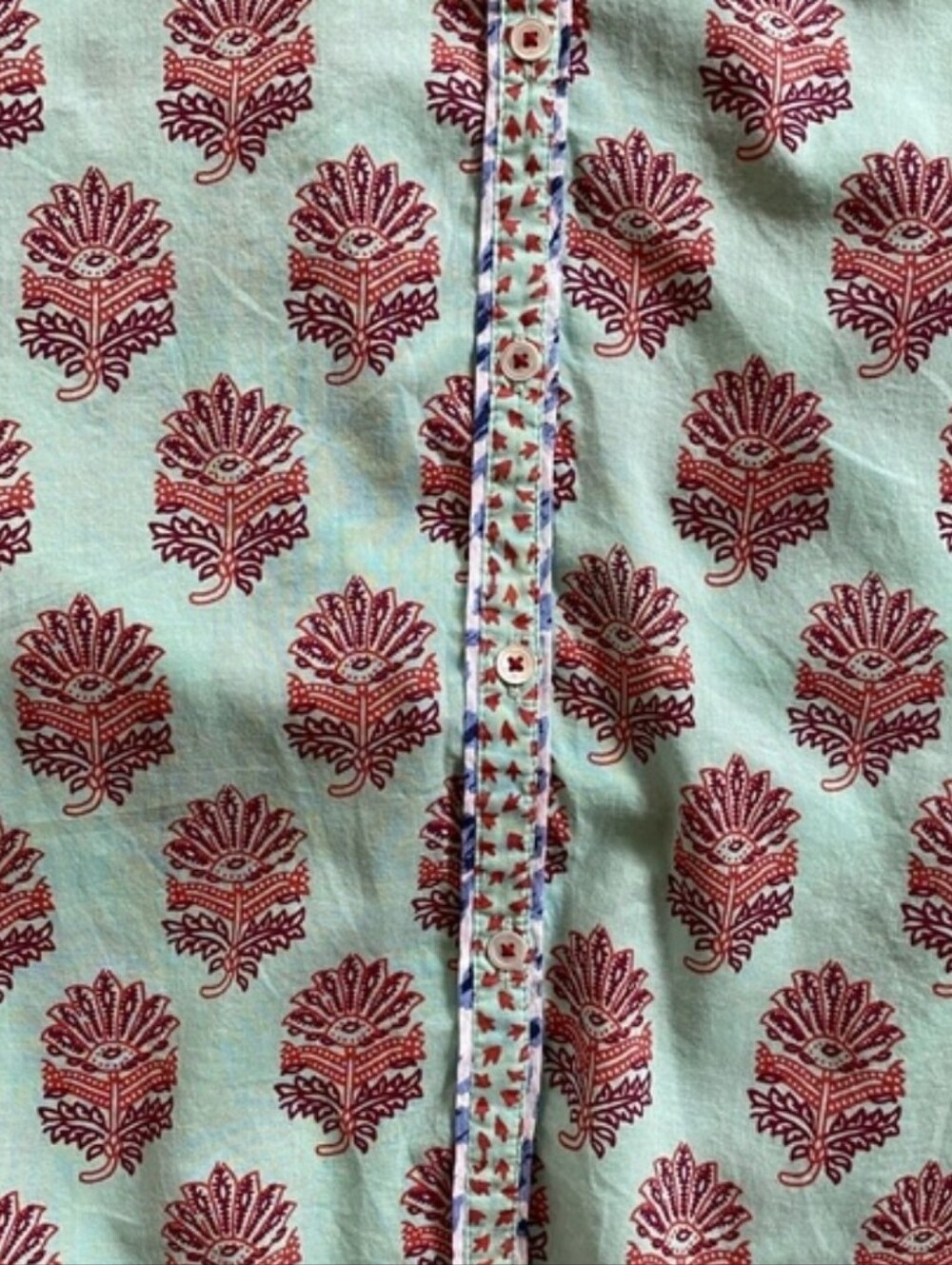 Sundance Rosalie Light Aqua Printed Button-Front Shirt - Picture 8 of 12